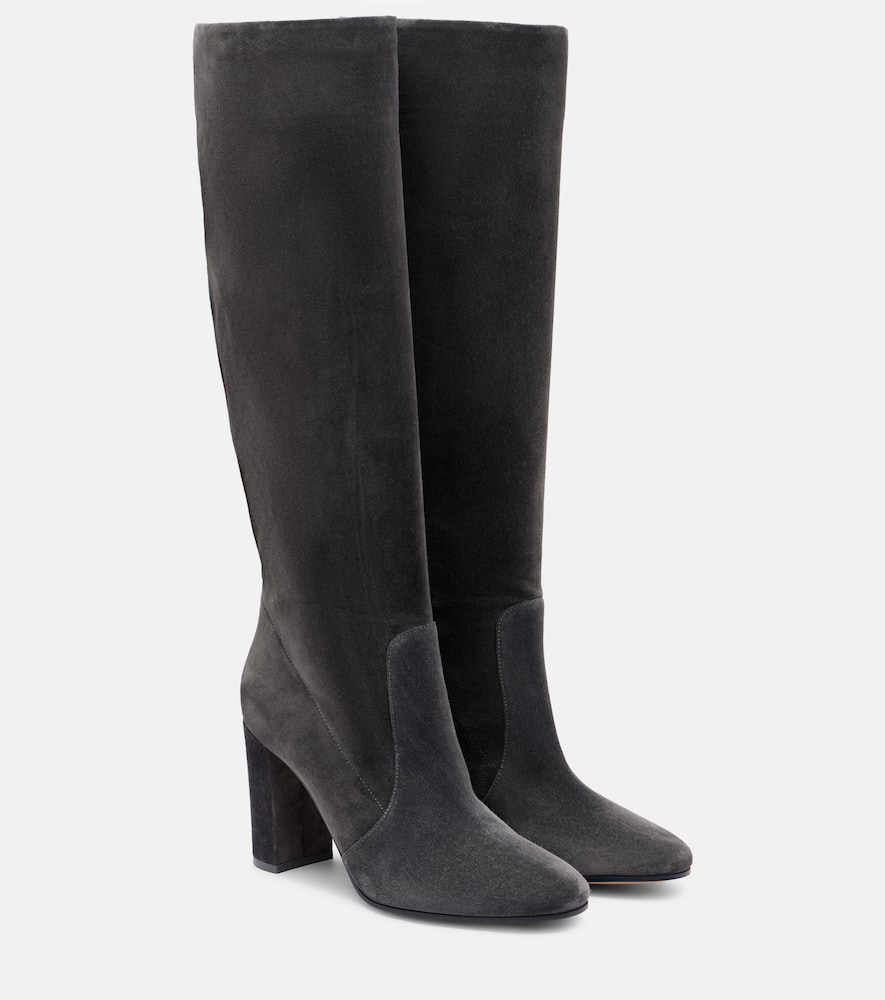 Gianvito Rossi Glen 85 Suede Knee-high Boots In Gray
