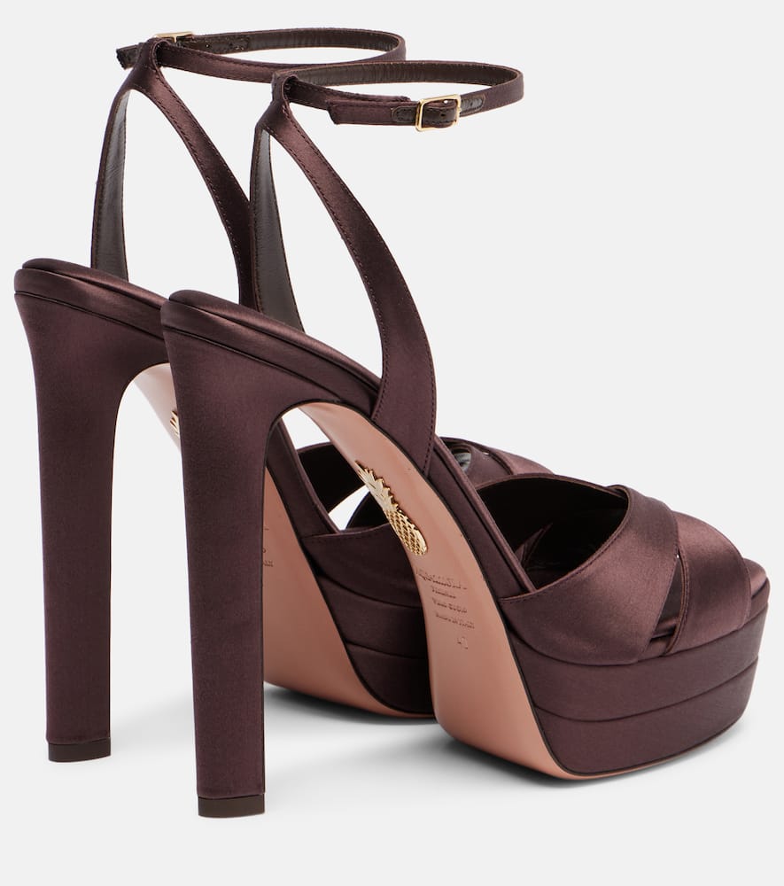 Aquazzura Divine 130 Satin Platform Sandals In Brown