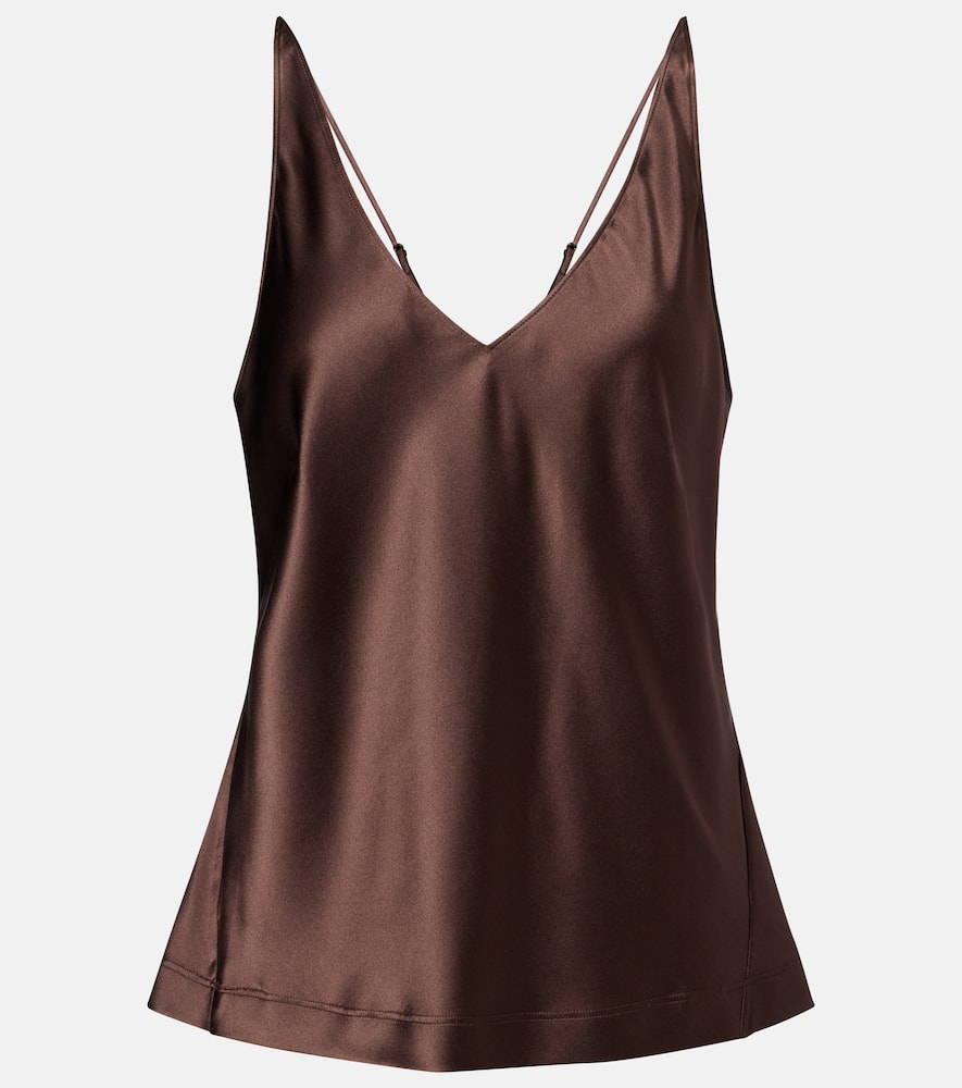 Dorothee Schumacher Sense Of Shine Ii Silk-blend Satin Camisole In Brown