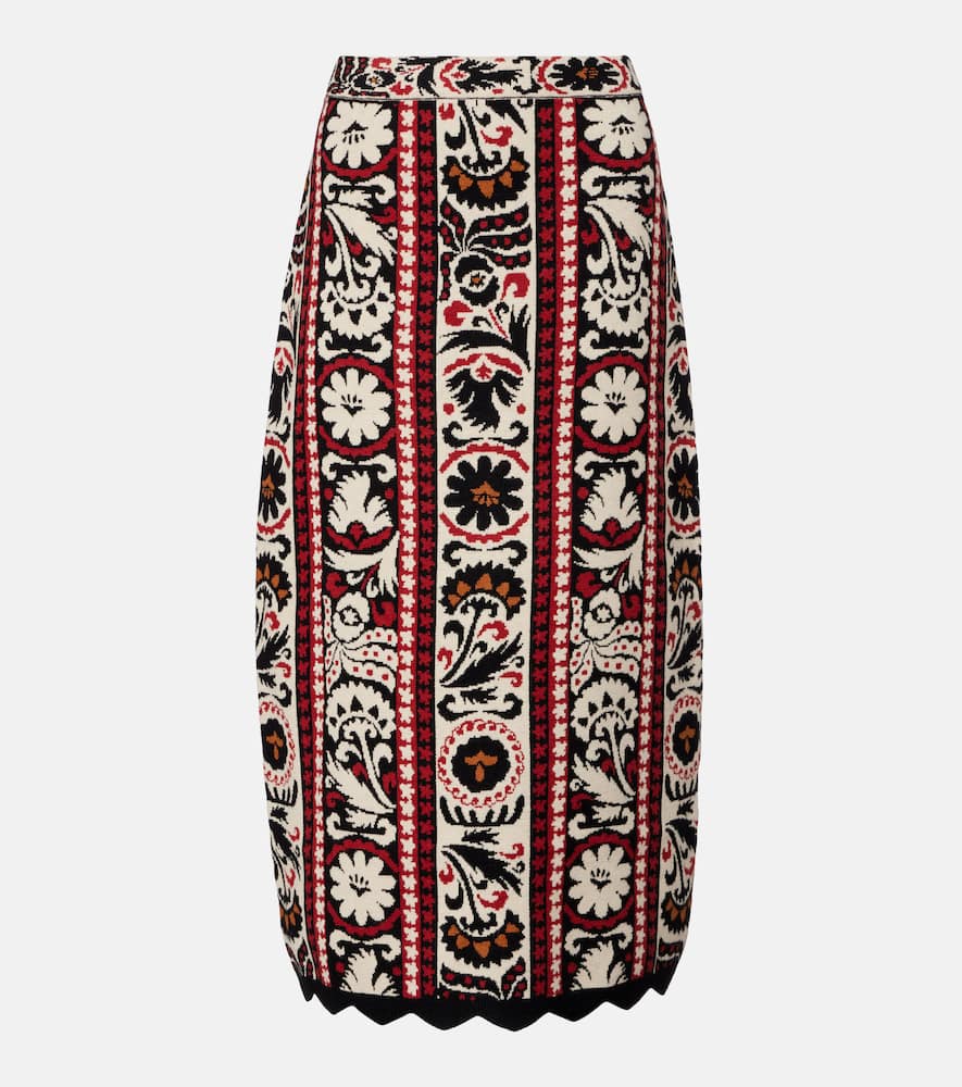 Farm Rio Tapestry Stripes Jacquard Midi Skirt In Multi