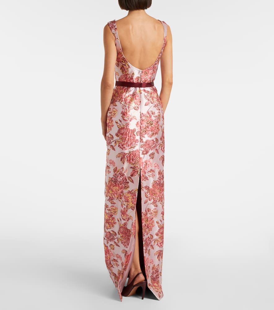 Markarian Robin Floral Brocade Gown In Animal Print