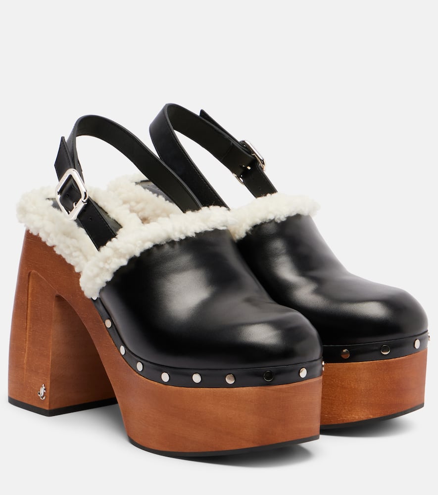 Jimmy Choo Alida 135 Leather Platform Clogs In Black