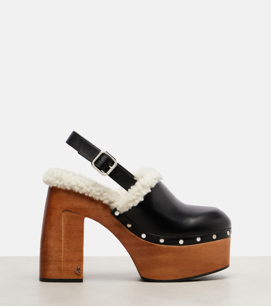 Jimmy Choo Alida 135 Leather Platform Clogs In Black