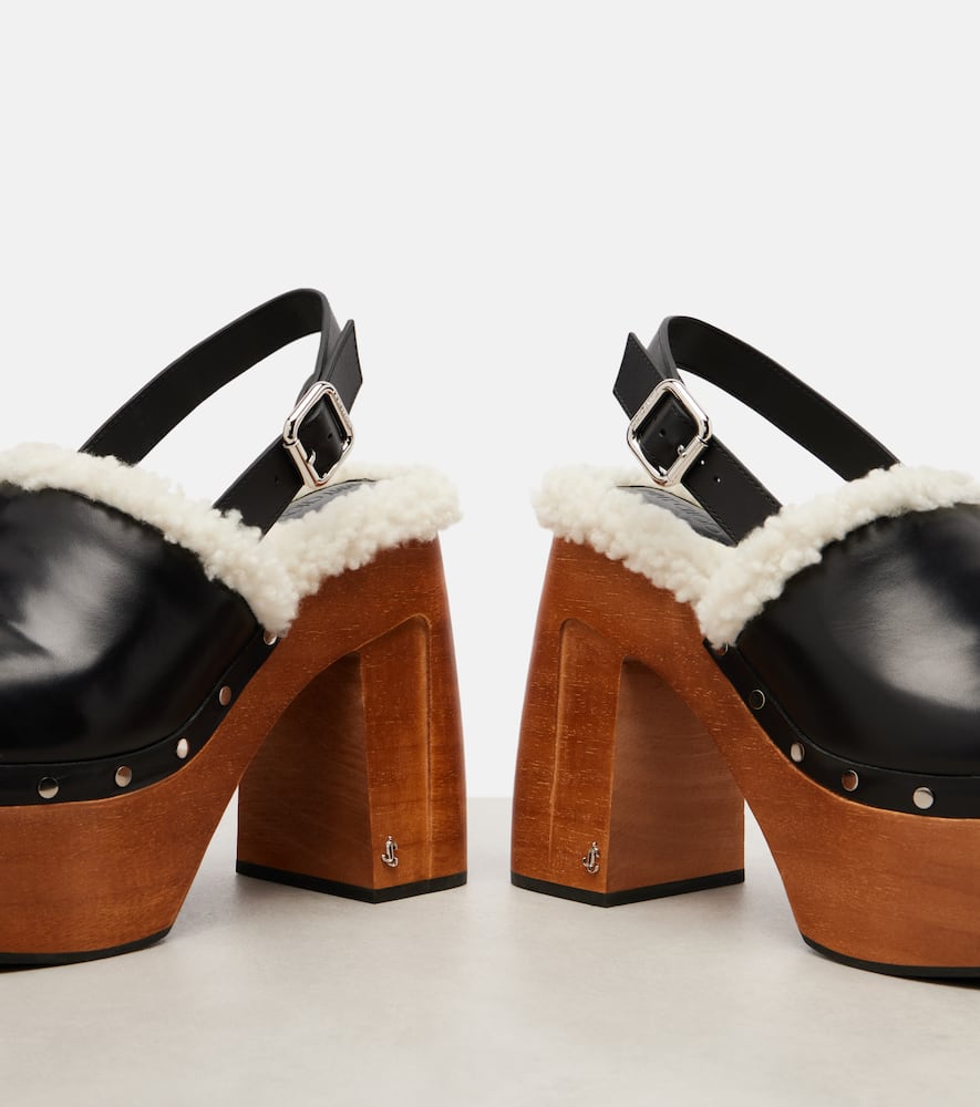 Jimmy Choo Alida 135 Leather Platform Clogs In Black