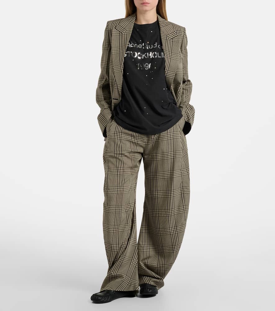 Acne Studios Embellished Logo Cotton And Hemp Jersey T-shirt In Black