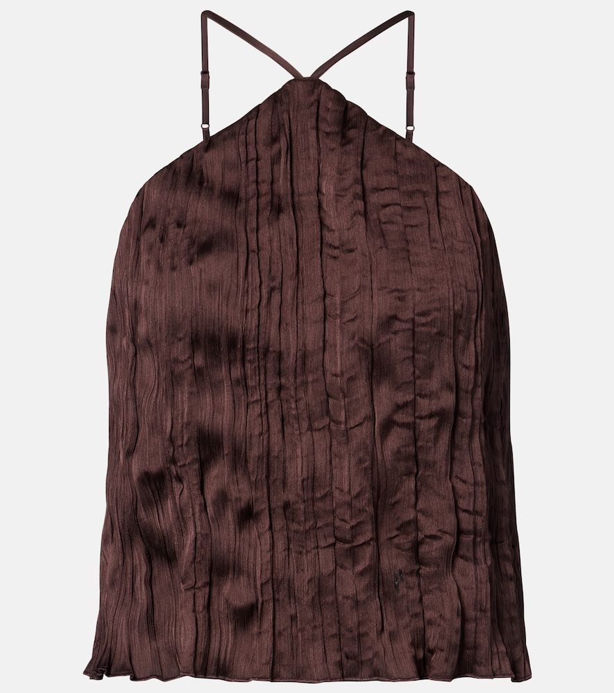 Staud Akari plissé halterneck top