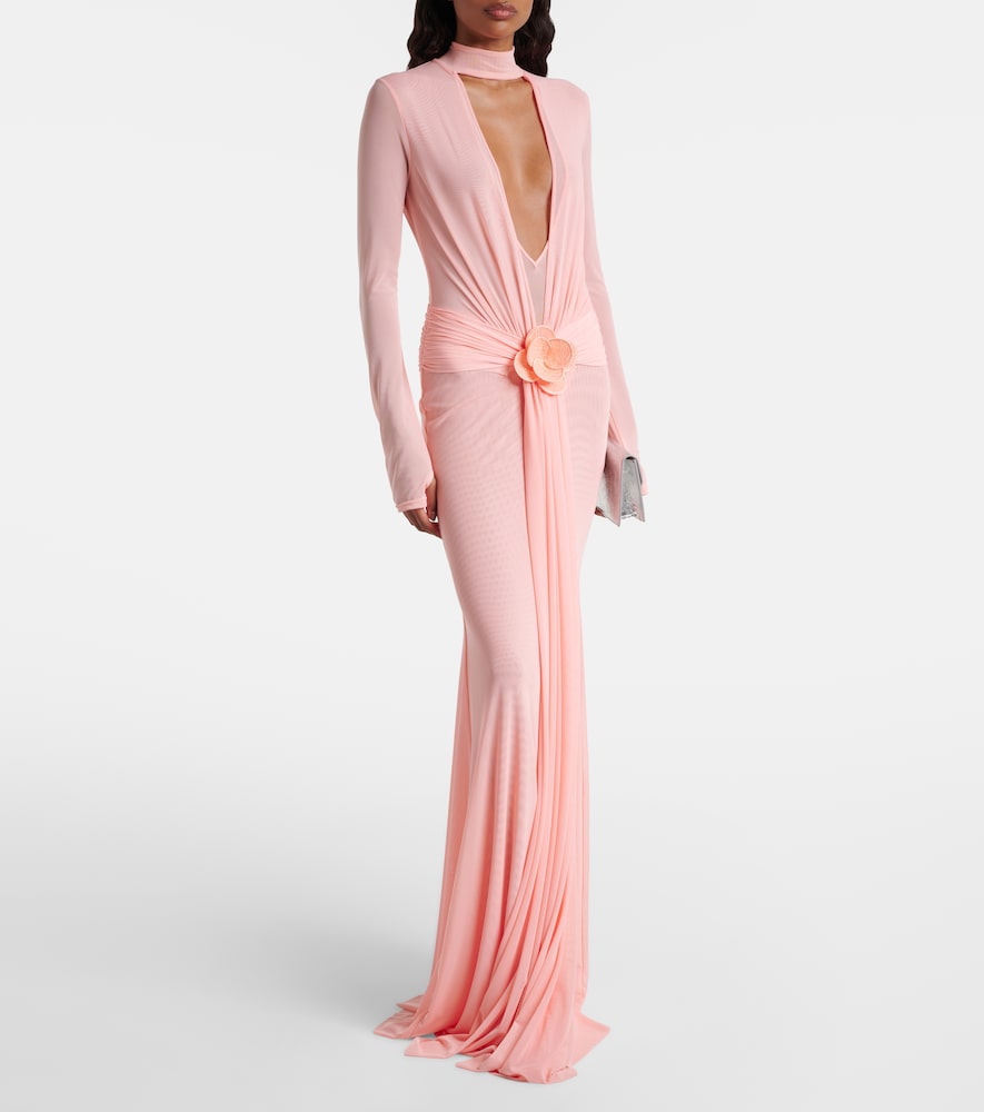  David Koma David Koma Draped Floral-appliquã© Mesh Gown 