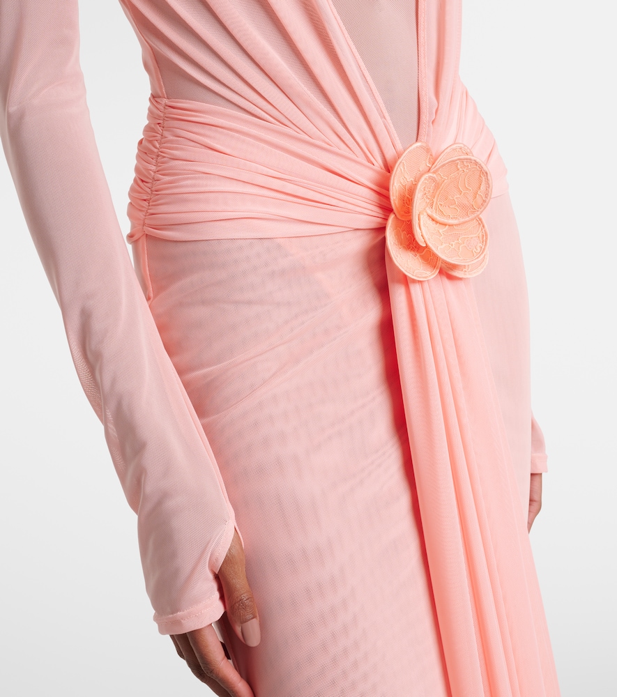  David Koma David Koma Draped Floral-appliquã© Mesh Gown 