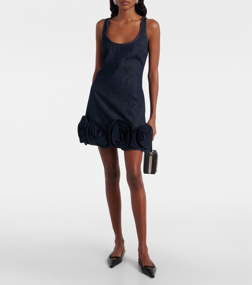  Self-portrait Self-portrait Floral-applique Denim Minidress 