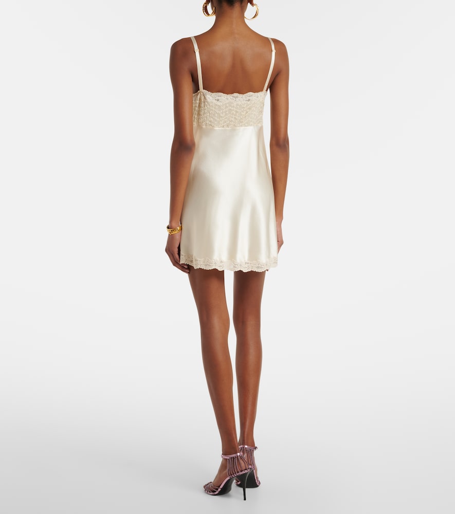  Saint Laurent Saint Laurent Slipdress Aus Seidensatin Mit Spitze 