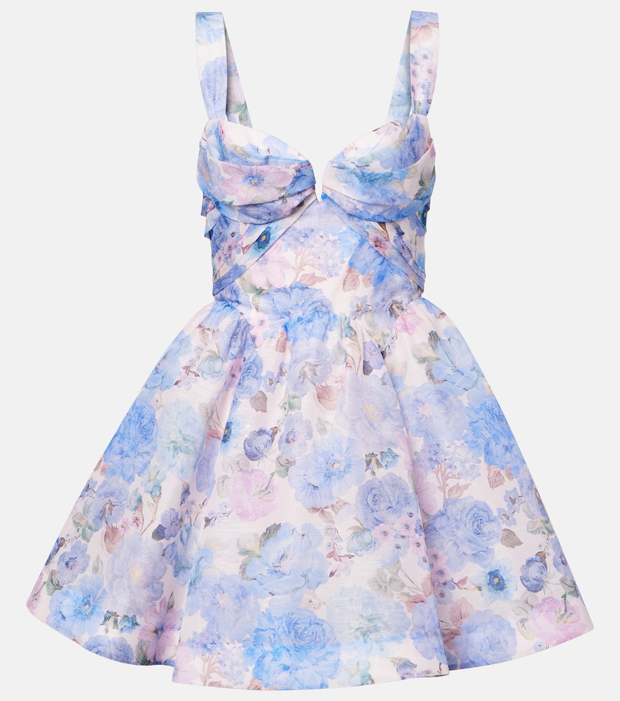 Zimmermann Rebellion floral draped linen and silk minidress