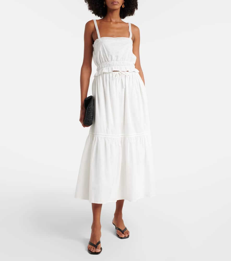 Faithfull Venta Cotton Midi Skirt In White
