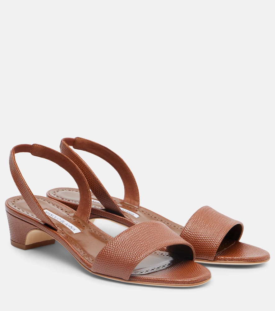 Manolo Blahnik Patobarnu 30 Leather Slingback Sandals In Brown