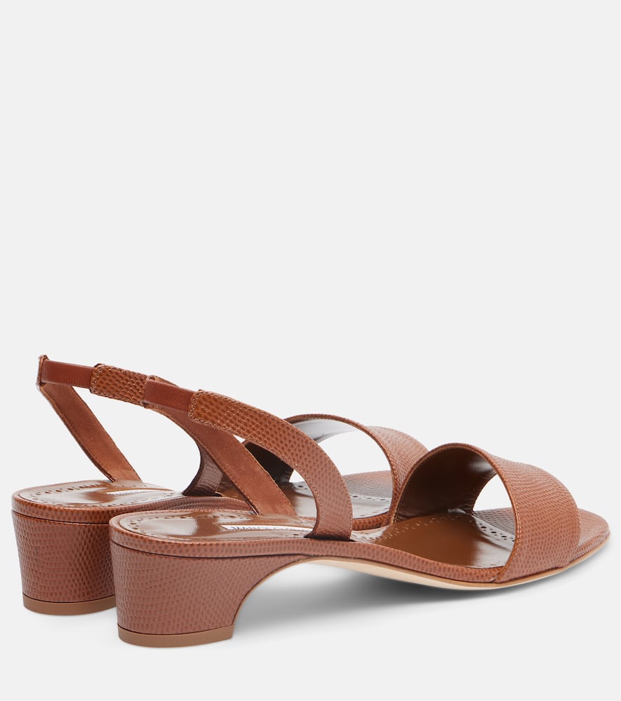 Manolo Blahnik Patobarnu 30 Leather Slingback Sandals In Brown
