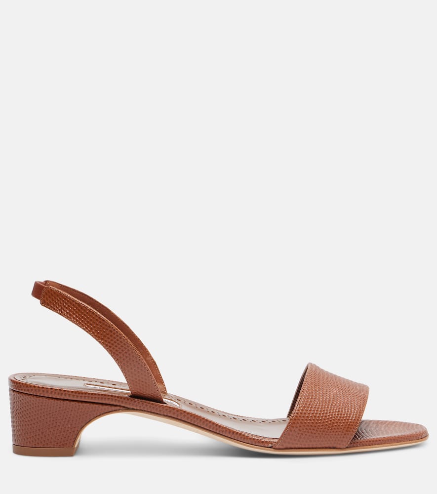 Manolo Blahnik Patobarnu 30 Leather Slingback Sandals In Brown