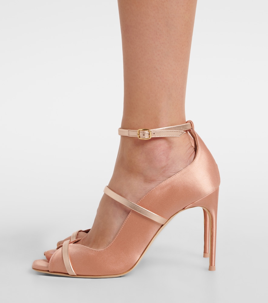 Malone Souliers Cynthia 90 leather-trimmed satin sandals