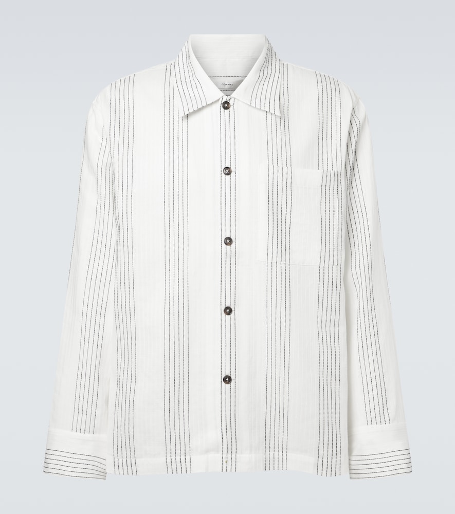 Commas Textured Striped cotton overshirt
