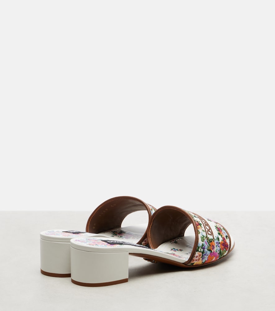  Dolce&gabbana Dolce&gabbana Floral Leather-trimmed Mules 