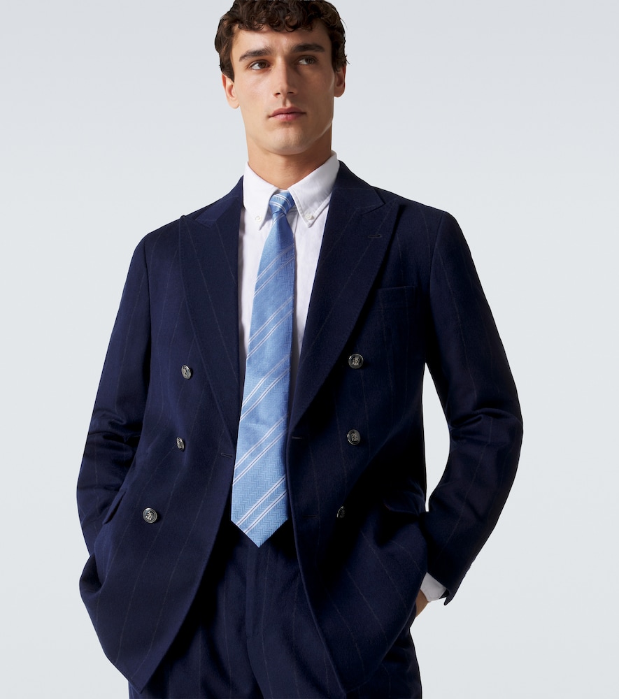  Brunello Cucinelli Brunello Cucinelli Striped Silk Tie 