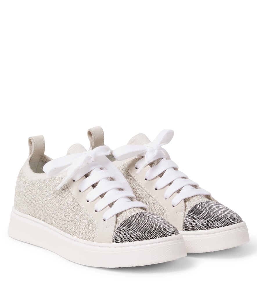 Brunello Cucinelli Kids Beige Monili Knitted Sneakers UK Size 11 - Mytheresa
