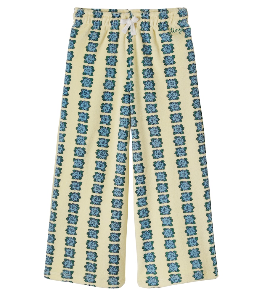 Tinycottons Printed Floral Cotton Terry Wide Leg Pants