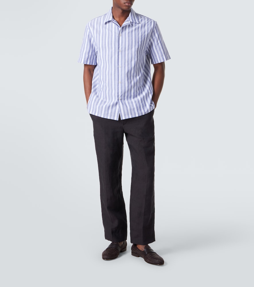 Cotton Poplin Bowling Shirt Striped