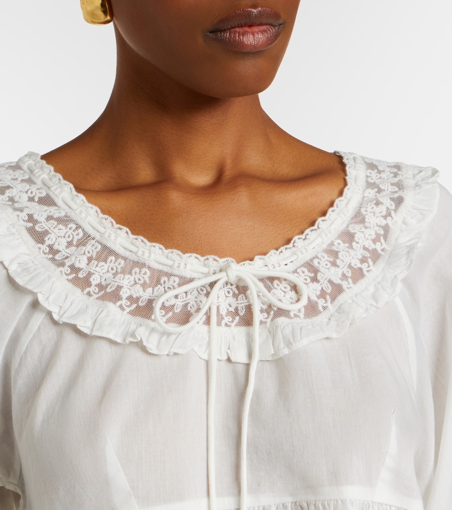  Posse Posse Danielle Lace-trimmed Cotton Blouse 