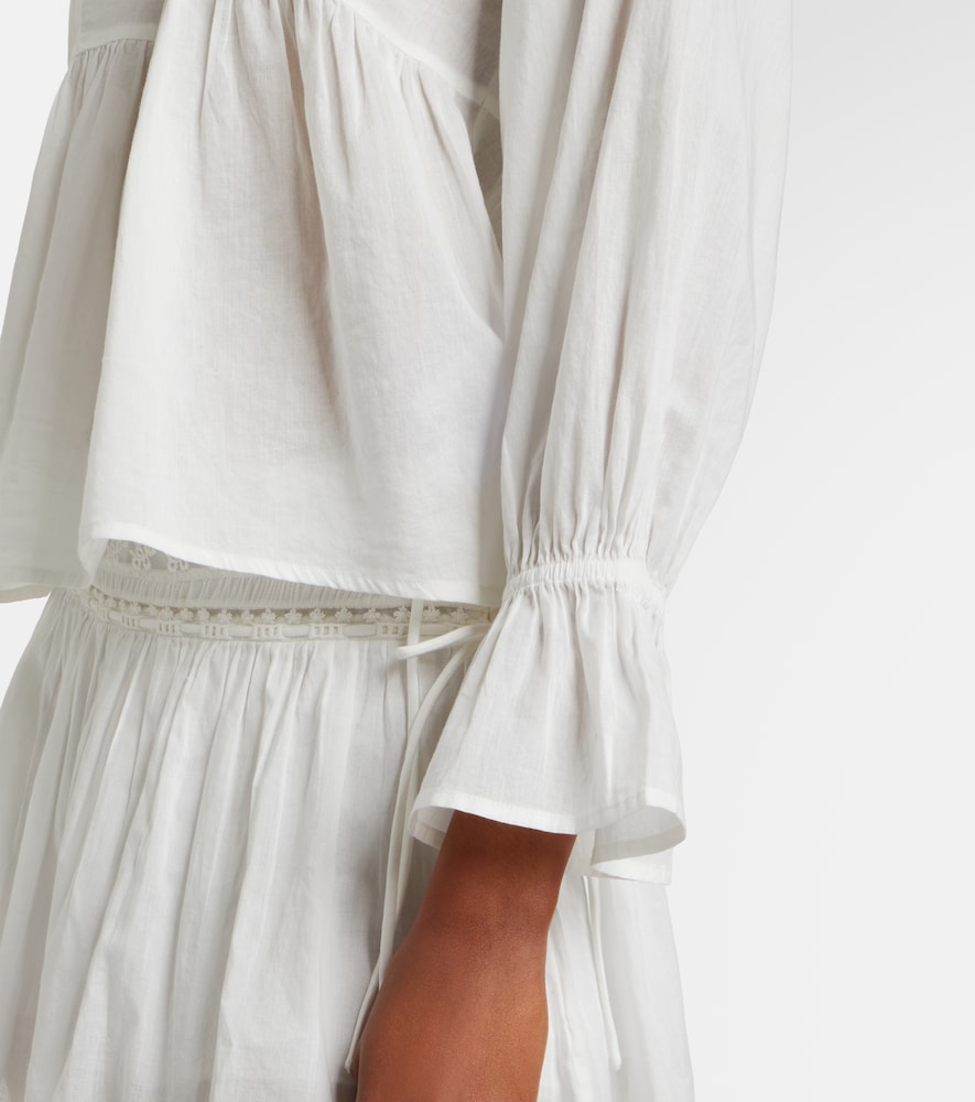 Danielle Lace-Trimmed Cotton Blouse