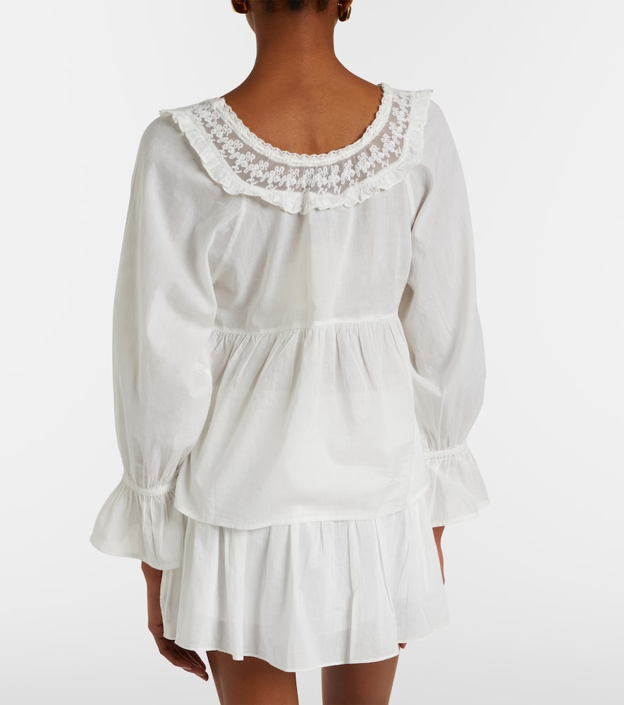 Danielle Lace-Trimmed Cotton Blouse
