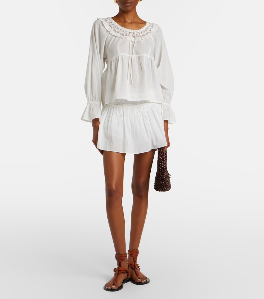  Posse Posse Danielle Lace-trimmed Cotton Blouse 