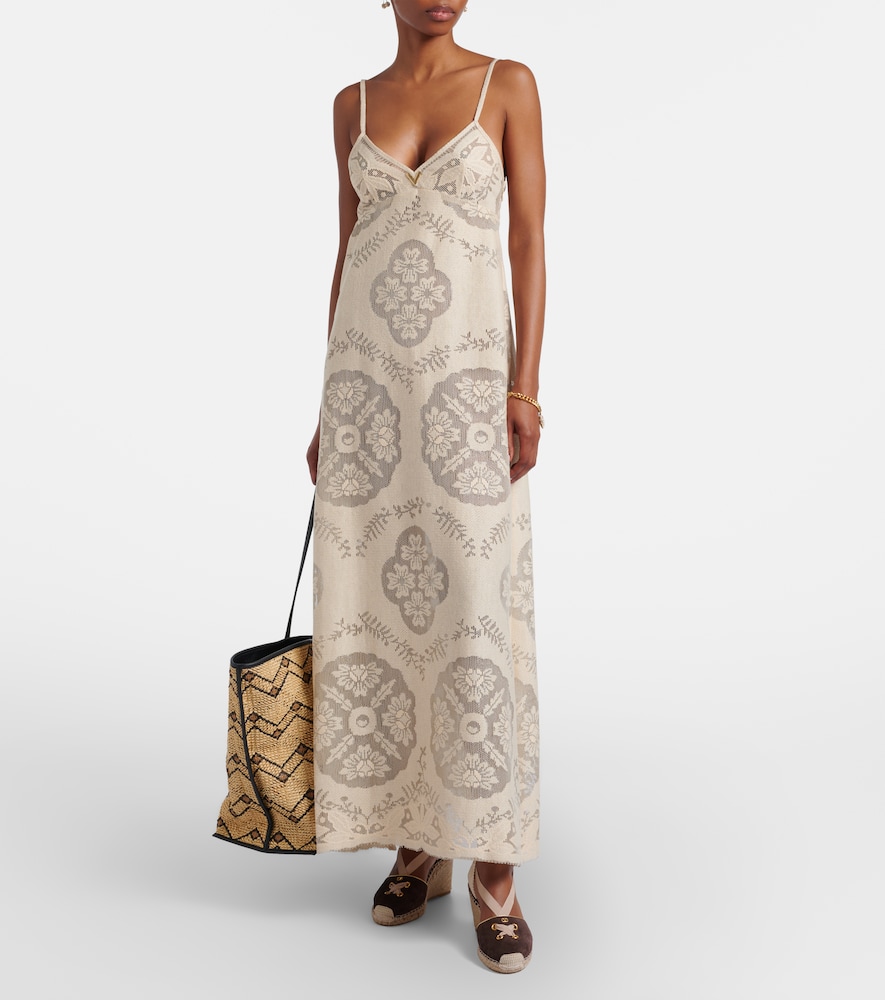 Valentino VGold floral cotton-blend maxi dress
