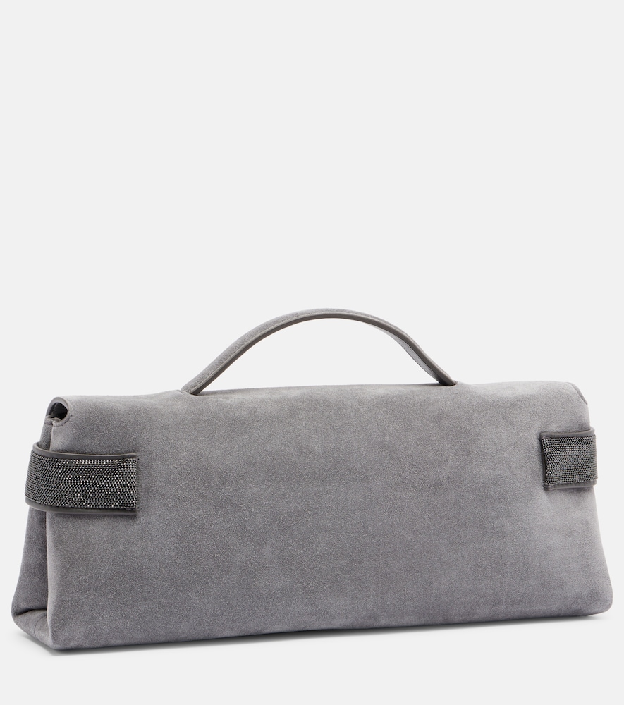  Brunello Cucinelli Brunello Cucinelli Monili Small Embellished Suede Top-handle Bag 