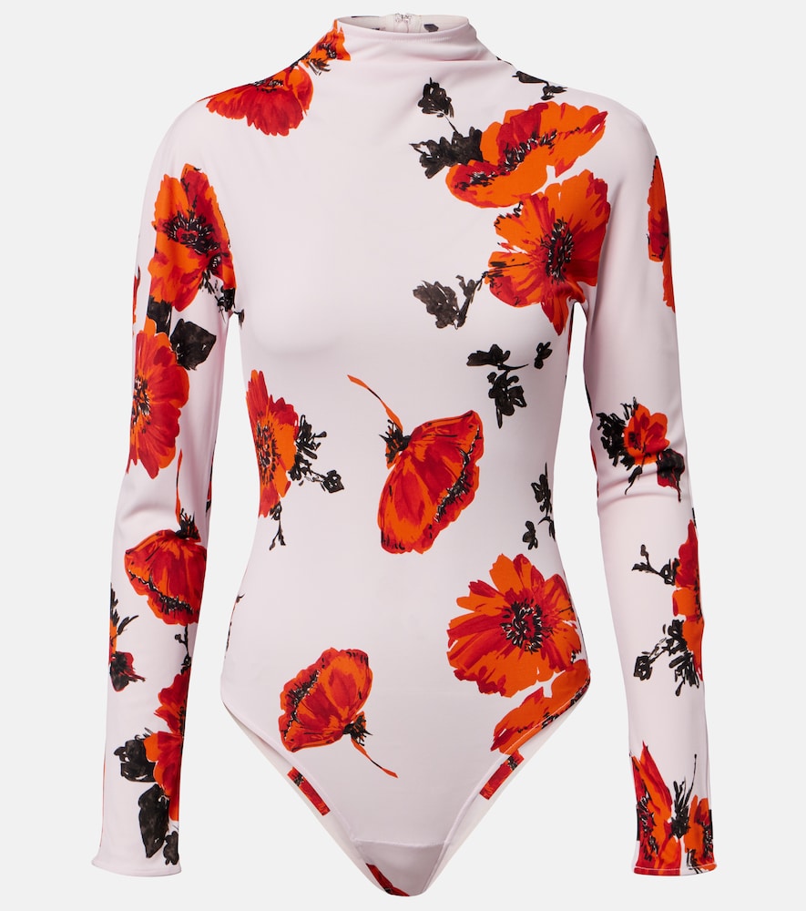 Alaia Women's Pink Floral Jersey Bodysuit UK Size 14 - Mytheresa