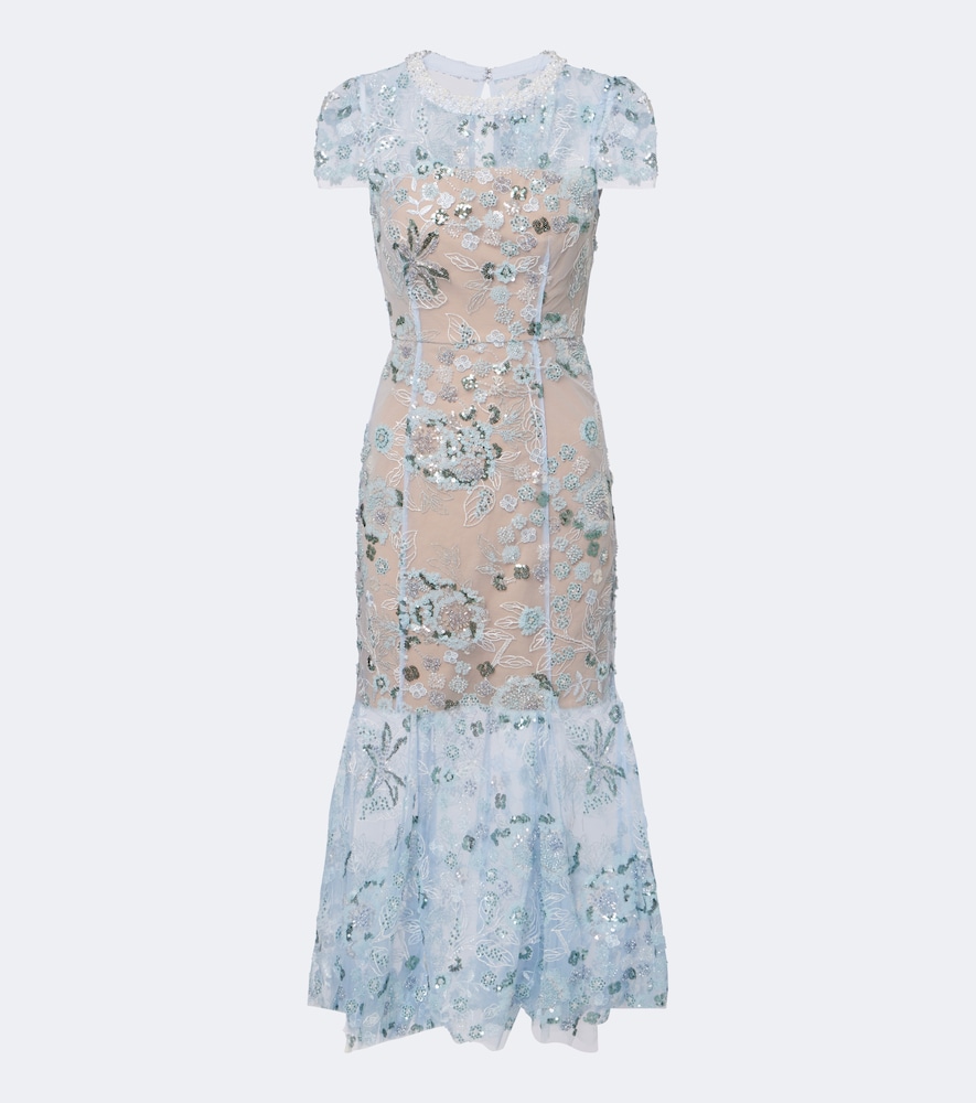Self-Portrait Robe midi fleurs et sequins 620$