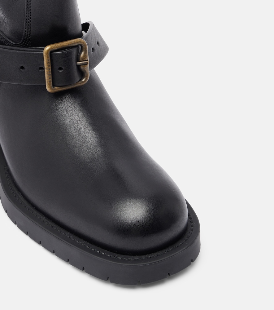 Soft Saddle Leather Mid-Calf Boots