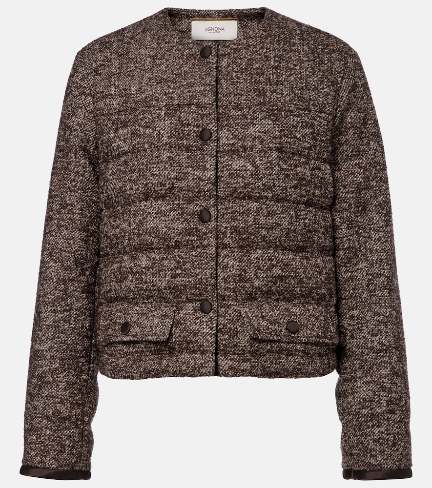 Wattierte Cropped-Jacke aus einem Wollgemisch