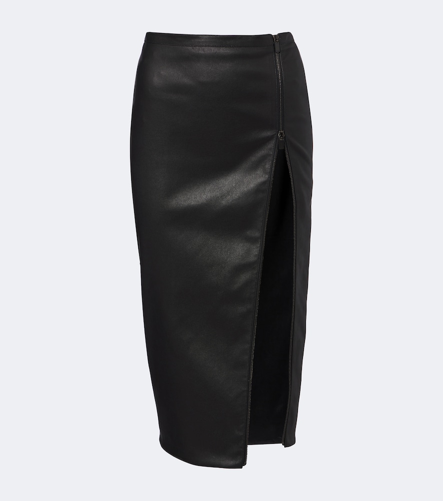 Gucci Leather Midi Skirt In Black