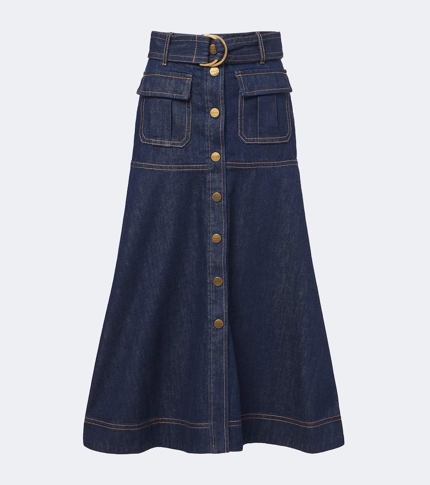 Midirock aus Denim