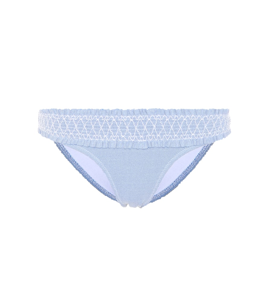 Shop Heidi Klein Cassis Smocked Bikini Bottoms In Blue