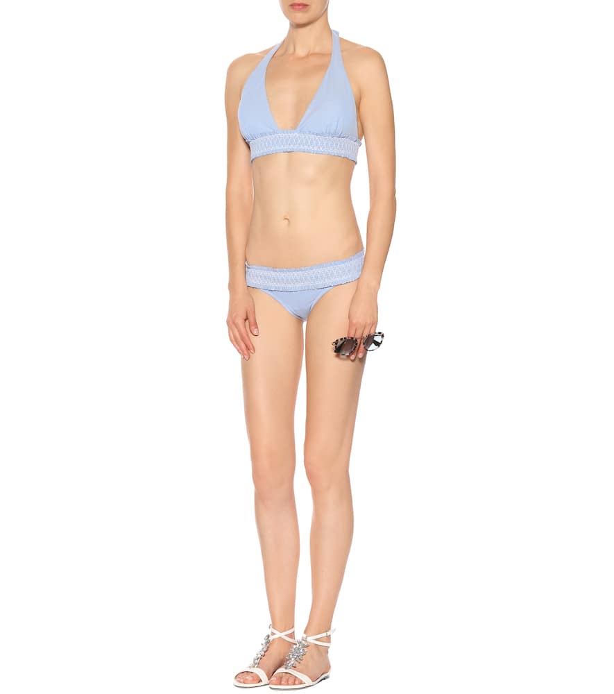 Shop Heidi Klein Cassis Smocked Bikini Bottoms In Blue