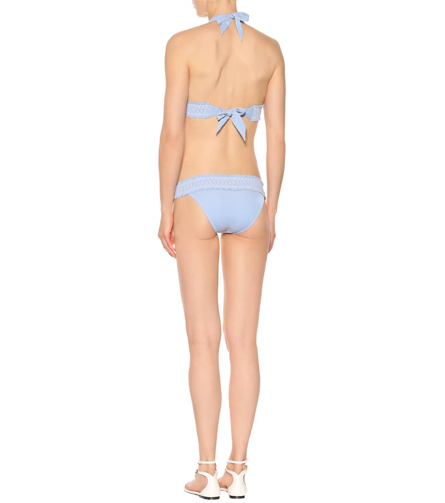 Shop Heidi Klein Cassis Smocked Bikini Bottoms In Blue