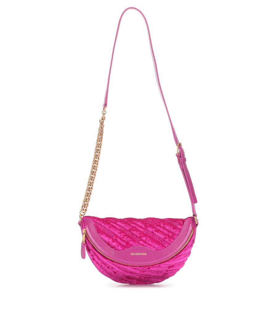 Click to view more detailed imagery on our partner's website Balenciaga Souvenirs Xxs Velvet Belt Bag In Purple
