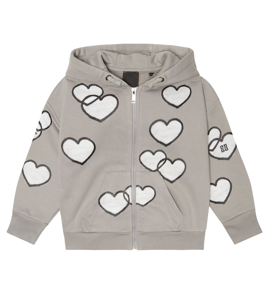 Givenchy Kids Heart-print jersey zip-up hoodie