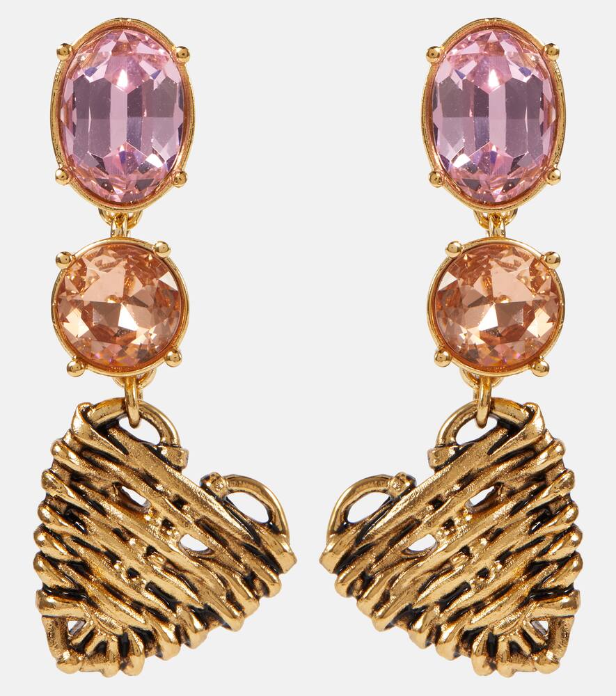 Oscar de la Renta Rattan Heart embellished earrings
