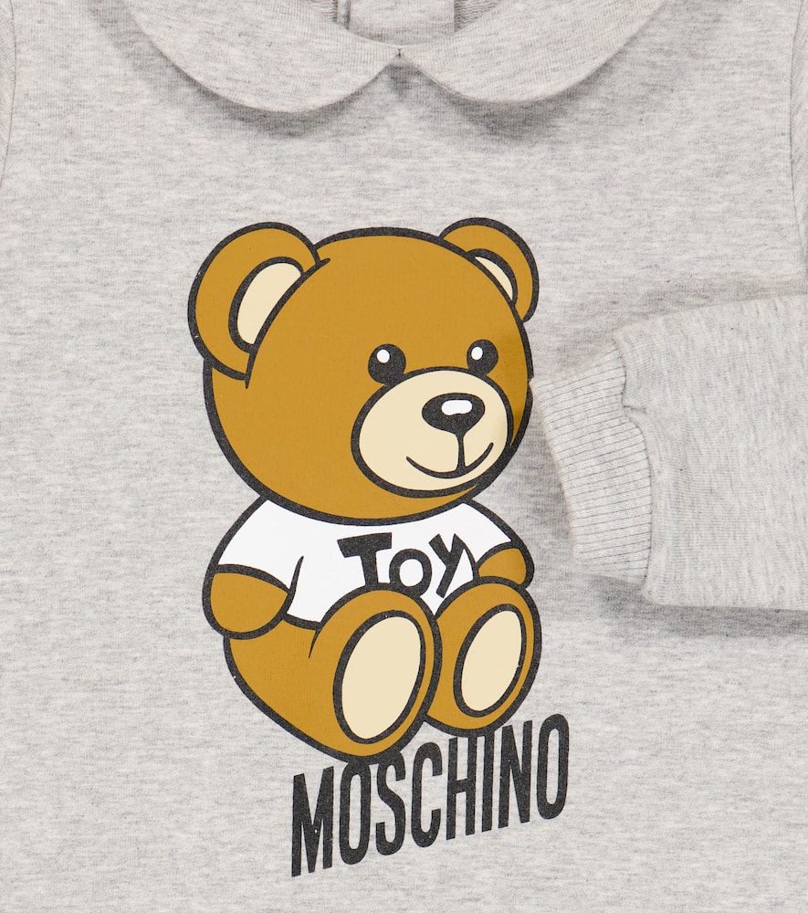 Moschino Baby Printed Cotton Jersey Onesie In Grey