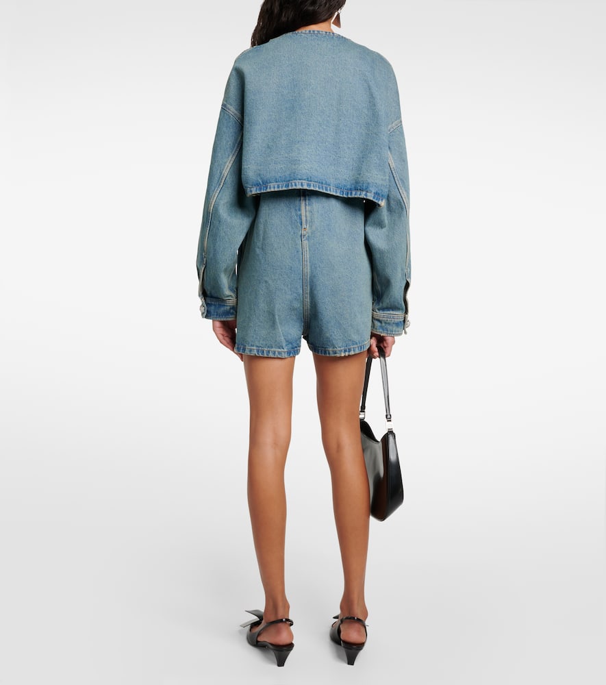 Prada Cropped-jeansjacke In Blau