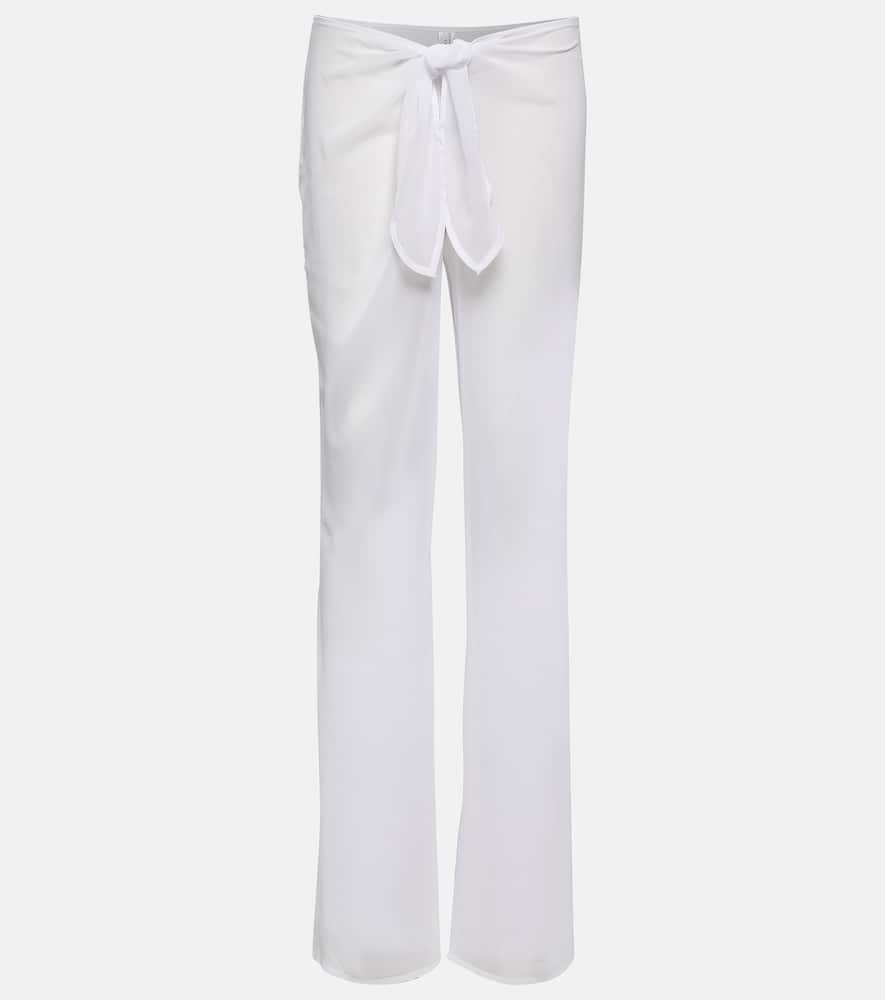 Shop Bananhot Tommy Sheer Mid-rise Flared Pants In White