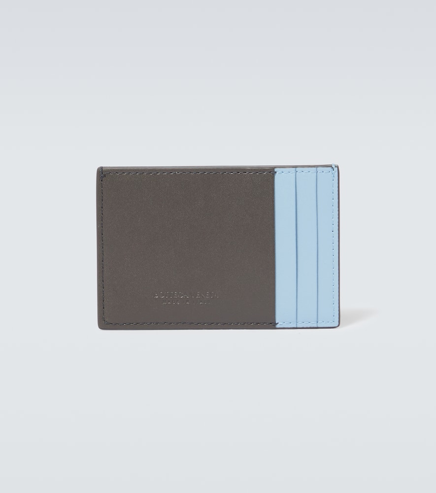 Bottega Veneta Cassette Leather Card Case In Grey