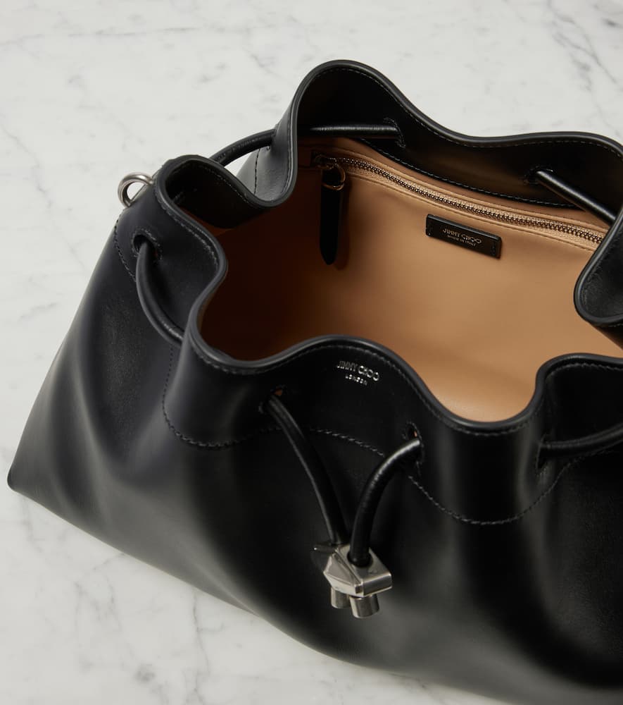 Jimmy Choo Bon Bon Leather Bucket Bag In Black