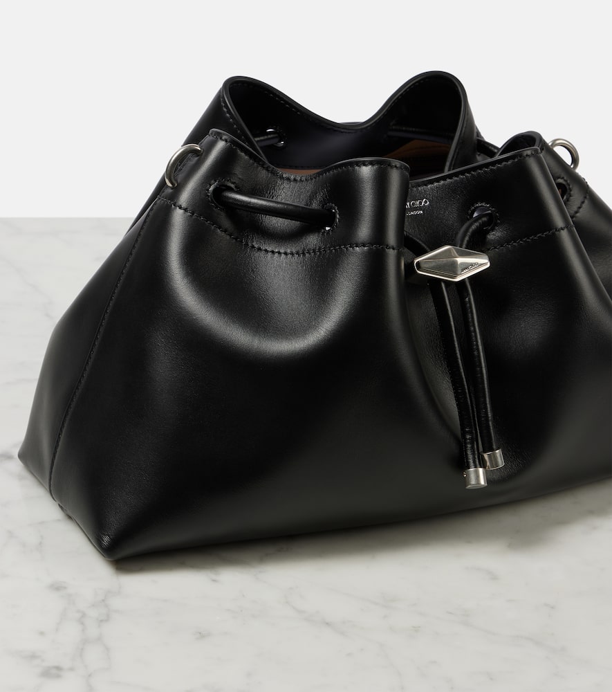 Jimmy Choo Bon Bon Leather Bucket Bag In Black